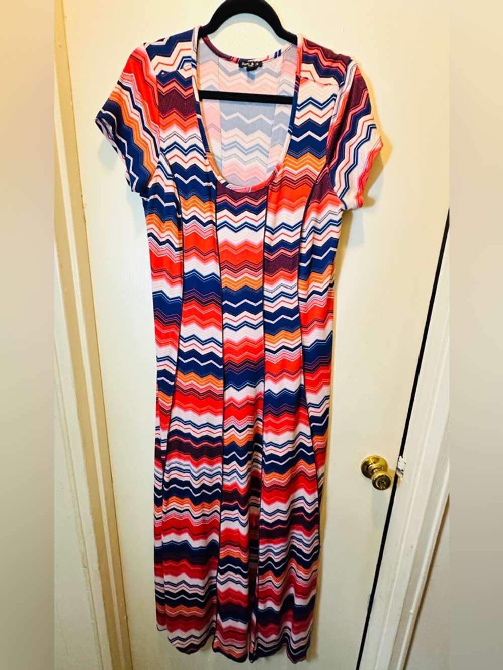 Sami & Jo Pink, Blue & White Chevron Dress